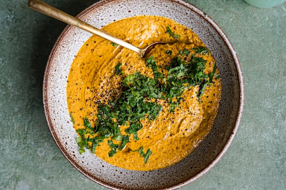 Katrina Meynink’s carrot and lentil soup.