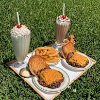 Pitstop Hamburger’s smash burgers and shakes.