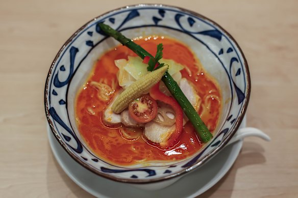 Spicy mala paitan ramen.