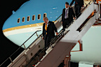 Donald Trump stopped in the UK to switch planes for his return home to Washington.