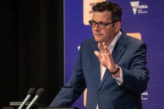 Victorian Premier Daniel Andrews provides a coronavirus update on Monday.