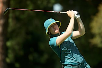 Hannan Green plays a shot from the tee.