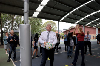 Prime Minister Scott Morrison at Penshurst Girls High School in Sydney on Wednesday.