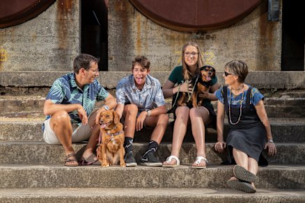 Olivia Stewart (second from right) with her family: father Angus, twin brother Stirling and mother Lyndsay Brown.