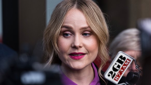 Eryn Jean Norvill speaks outside the Federal Court in Sydney.