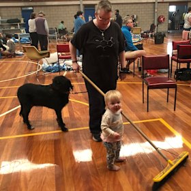 Cleaning up inside the centre.