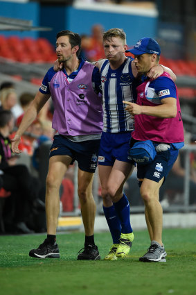 Jack Ziebell leaves the field before returning.