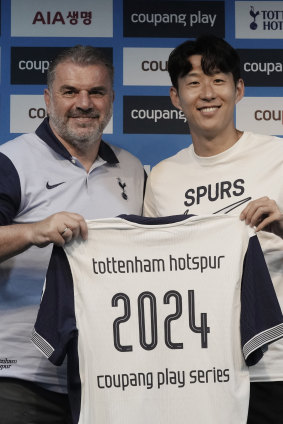 Ange Postecoglou, and Son Heung-min before Spurs friendly against against Team K-league in July.