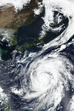 Typhoon Hagibis approaching the south-east coast of Japan on October 9.