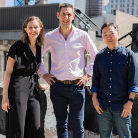 Tinybeans founders Sarah-Jane Kurtini, Eddie Geller and Stephen O'Young (L-R) at their New York headquarters.
