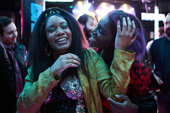 Best friends Terry (Weruche Opia) and Arabella (Michaela Coel) out on the town in I May Destroy You.