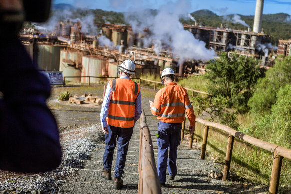 Anthony Albanese at a tour of Rio Tinto’s Yarwun alumina refinery near Gladstone.