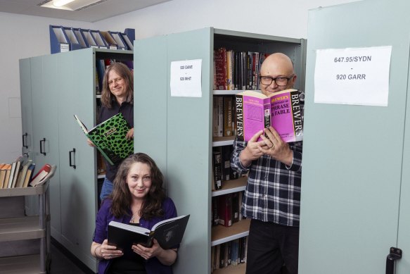 Sydney Morning Herald Librarians Harry Hollinsworth, Ellen Fitzgerald, and Brian Yatman on Friday.