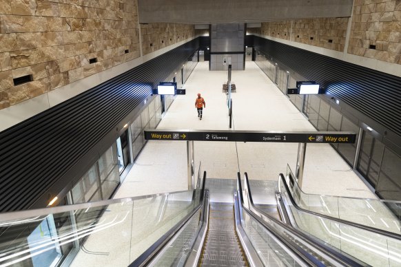 The incident occurred during a final evacuation exercise at the new Barangaroo station on Thursday.