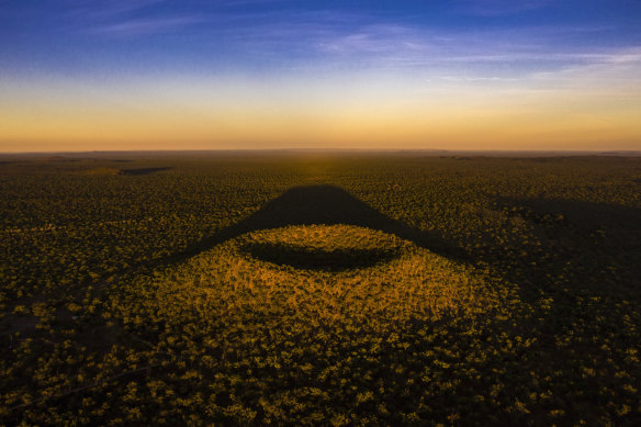 Kalkani Crater at sunset in Undara Volcanic National Park. 