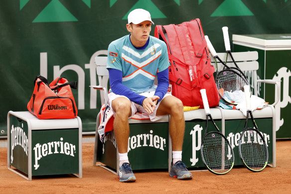 Alex de Minaur after crashing out of French Open earlier this year. 
