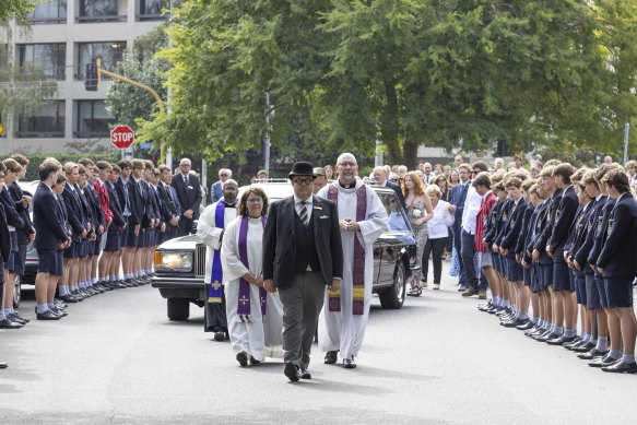 Schoolmates formed a guard of honour as Edward Millear began the journey to his final resting place.