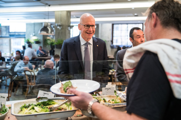 Geoff Wilson lines up for lunch at his regular haunt Kitchen by Mike.