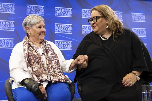Pat Anderson and Professor Megan Davis at the National Press Club.
