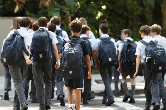 Students outside Cranbrook School on Friday.