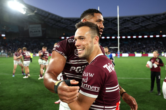 Luke Brooks with the smile of a winner after the Sea-Eagles’ amazing victory.