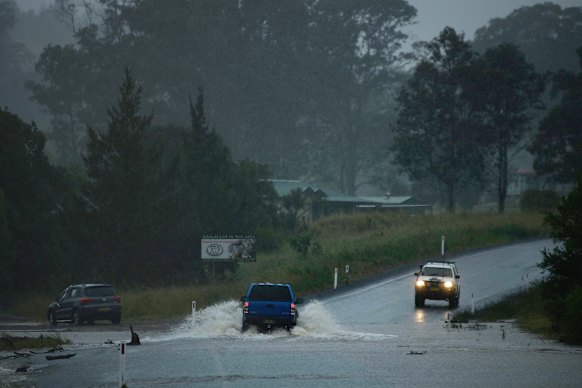 Flooded roads north of Newcastle.