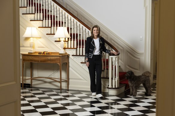 Caroline Kennedy and her other “diplomutt” Joey, pictured at the US embassy residence in Canberra. 