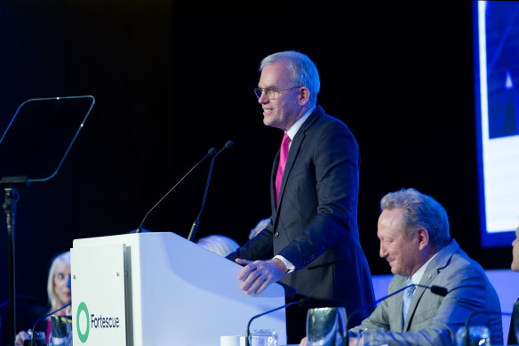 Fortescue chief executive Mark Hutchinson at the AGM in Perth today.