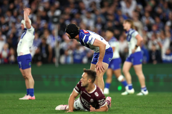 Matt Burton after missing a match-turning field goal just before full-time.