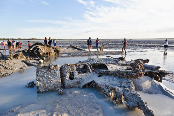  Catalina flying boat wrecks in the mud flats at Roebuck Bay.