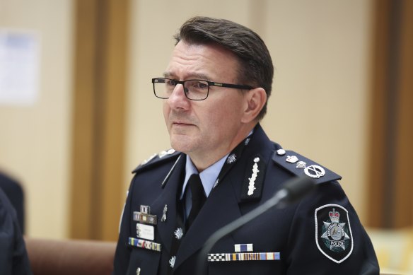 AFP Commissioner Reece Kershaw declined to answer questions about whether he briefed Prime Minister Anthony Albanese about the caravan discovery.