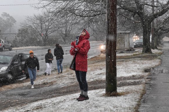 Blackheath in the Blue Mountains scored a dusting of snow on Sunday. 