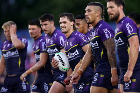 Ryan Papenhuyzen smiles during the first trial against Canterbury