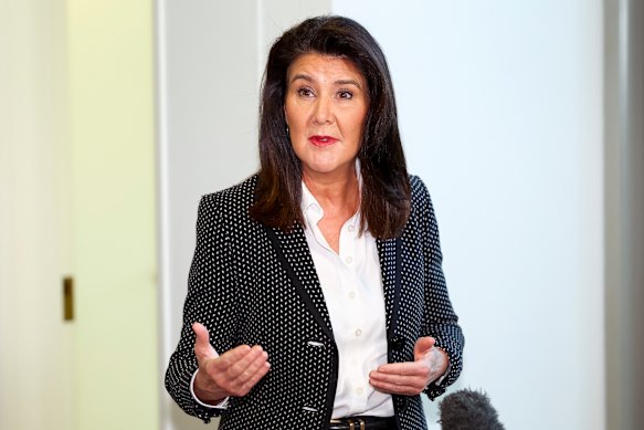  Jane Hume during a press conference at Parliament House on Thursday.