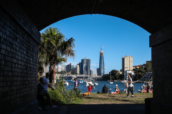 More of this in coming days: a view at Lavender Bay across Sydney Harbour earlier this month.