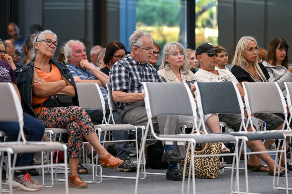 Residents in the public gallery at a civil Yarra Ranges Council meeting in February. Some meetings have been disrupted by conspiracy theorists.