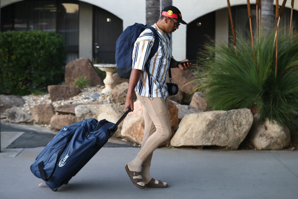 Melbourne winger Josh Addo-Carr, one of four players sanctioned last week, arrives in Albury with the Storm squad on Tuesday evening.