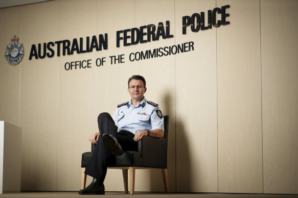 AFP Commissioner Reece Kershaw at the Australian Federal Police headquarters in Canberra 