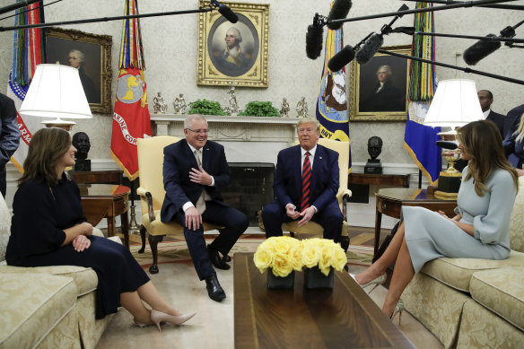 Jenny Morrison and Prime Minister Scott Morrison meet with US President Donald Trump and Melania Trump.