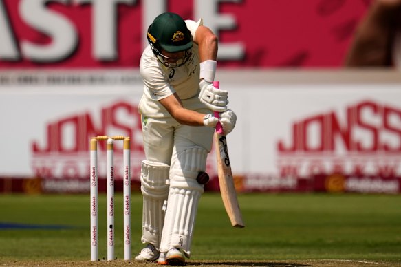 Australia’s Marnus Labuschagne bats on day one.