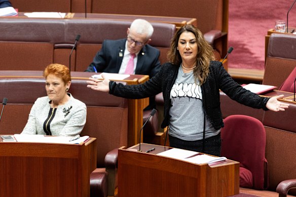 Senator Lidia Thorpe during debate in the Senate on Monday.