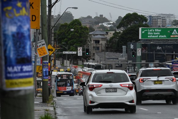 Traffic is heavy on Victoria Road in Rozelle.