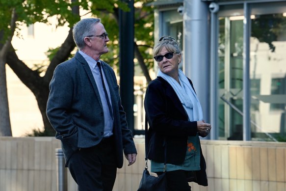 Simon Fleming's family arrive at the Sydney West Trial Court in Parramatta.