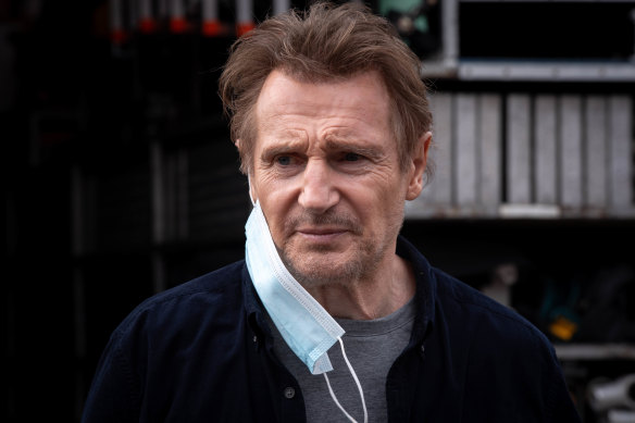 Liam Neeson on the set of Blacklight, the $42 million action thriller being filmed in Melbourne.