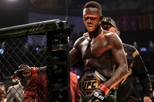 Israel Adesanya after a 2022 win in Las Vegas.