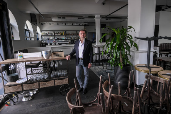 Restaurateur and entrenprenuer Mario Di Nardo at The European Hotel in St Kilda. 