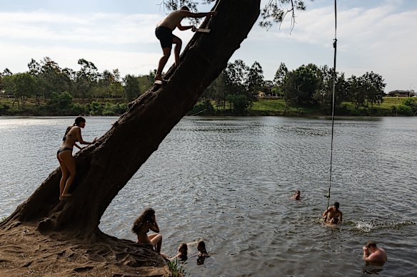 People cooled off in a Penrith river last month, as temperatures reached 39 degrees in Sydney’s west.