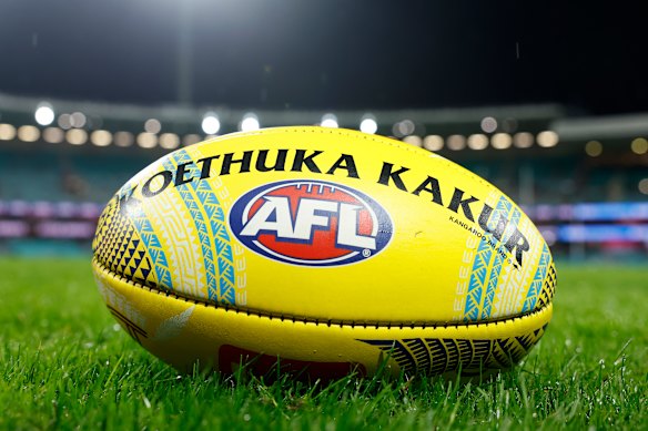 The footy for Sir Doug Nicholls Round.
