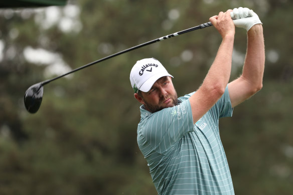 Marc Leishman charged in the second round of the Masters at Augusta.