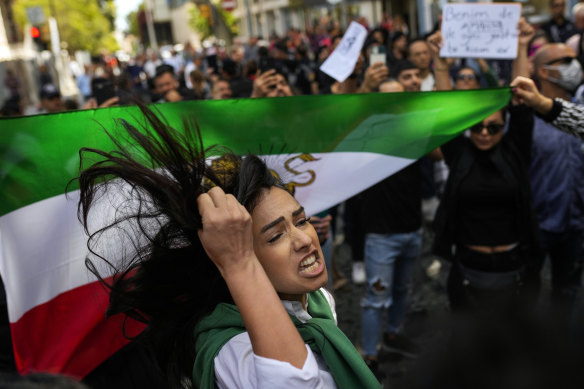 A protest outside Iran’s consulate in Istanbul was one of many triggered across the region last year following Mahsa Amini’s death.